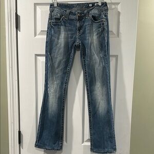 Miss Me Blue Boot Cut Jeans with Faded Detailing